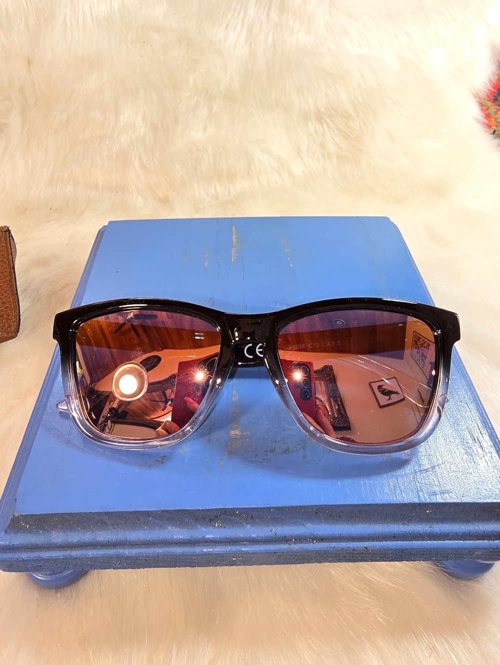 Linfemand Black to Clear Ombre Sunglasses with Rose Tinted Lenses